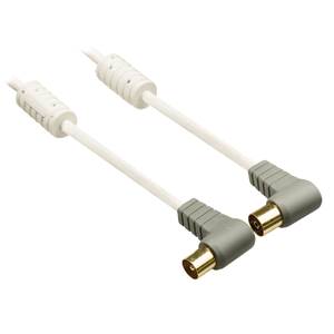 Câble antenne coaxial 100 dB coudé Coax Mâle (IEC) - Coax Femelle (IEC) 2.00 m Blanc