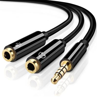 Adaptateur micro/casque jack 3,5mm Male vers 2 jack Femelle