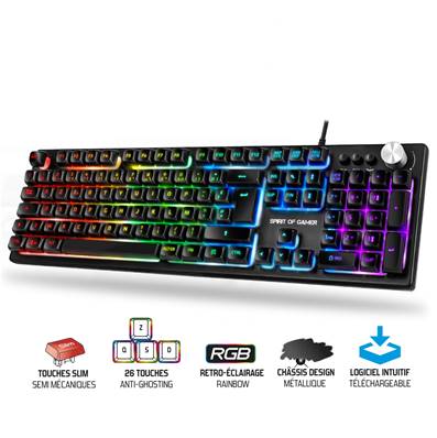 Clavier SPIRIT OF GAMER - PRO-K7 - Semi Mécanique - LED