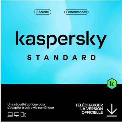 Antivirus - Kaspersky - Standard - 3 Utilisateurs - 1 an