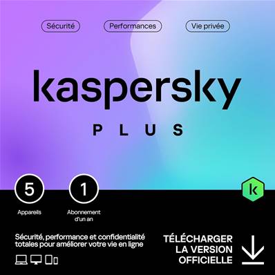 Antivirus - Kaspersky - Plus - 5 Utilisateurs - 1 an
